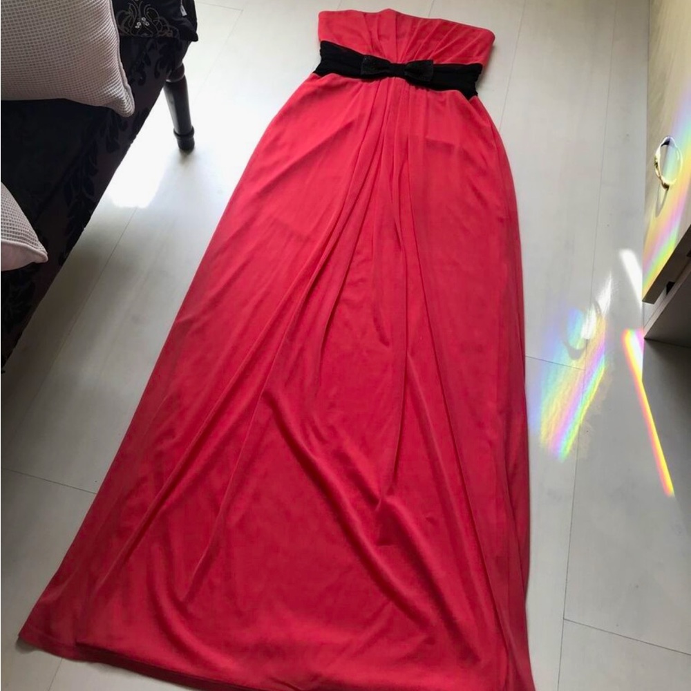 Jane Norman Salmon Pink Gown with black bow